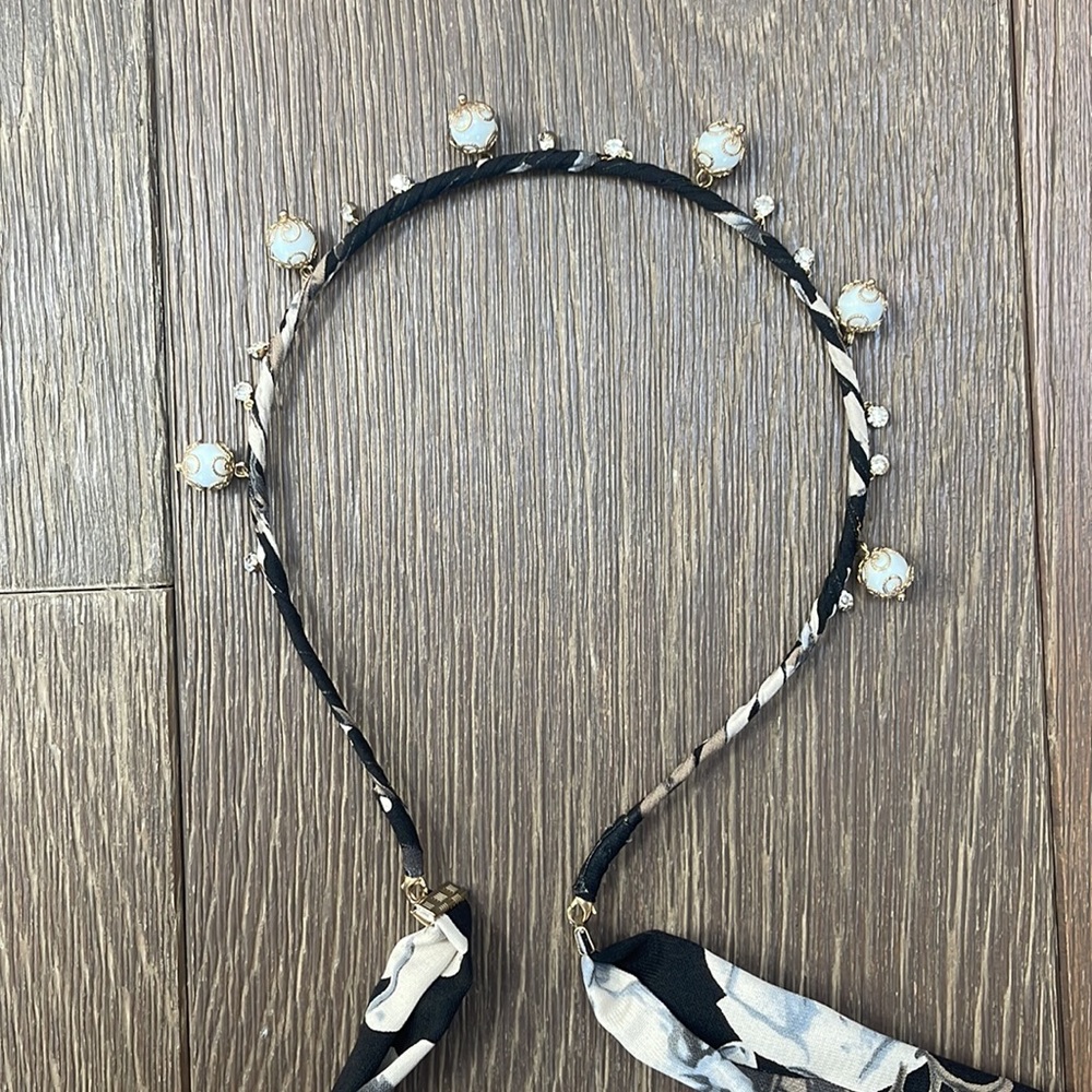 Embellished Headband with Scarf Tie